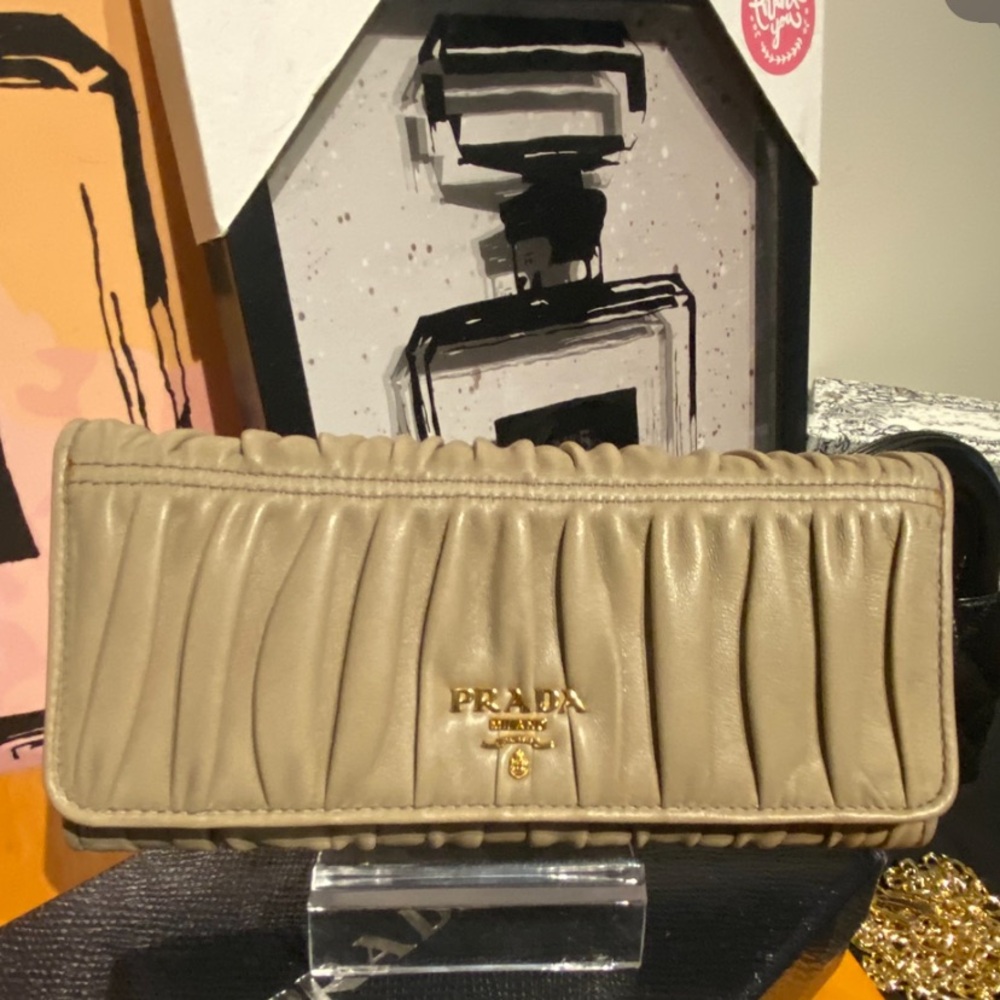 Prada Gaufre Long Wallet in Beige